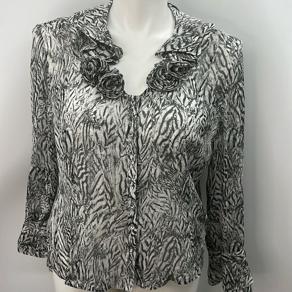 Ravel sheer poet sleeve rose XL blouse